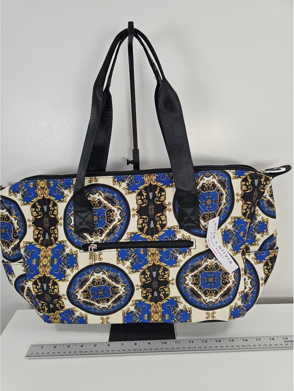 alice + olivia by Stacey Bendet Duffel Bag with Blue and Gold Pattern